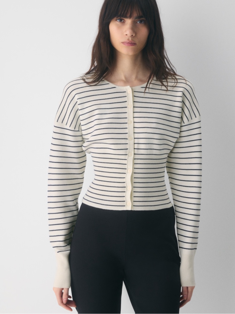 Aritzia Wilfred NWT Golightly Cardigan Light Birch/Admiral Size Medium